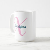 Personalisiert-rosa-Monogramm-Letter-X-Individuell Kaffeetasse (Vorderseite Links)