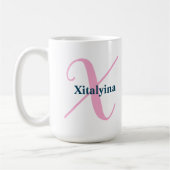 Personalisiert-rosa-Monogramm-Letter-X-Individuell Kaffeetasse (Links)