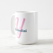 Personalisiert-rosa-Monogramm-Letter-Y-Individuell Kaffeetasse (Vorderseite Links)