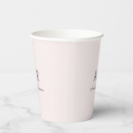 Personalisiert rosa Monogramm Pappbecher (Rechts)