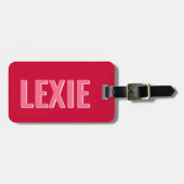 Personalisiert-Rosa-Monogramm-Schatten Gepäckanhänger (Vorderseite horizontal)