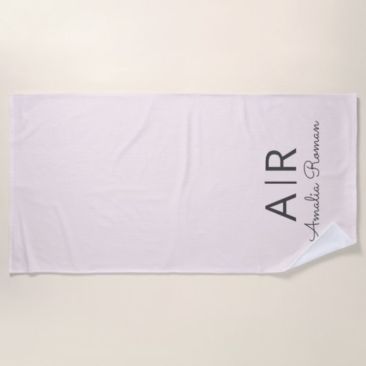 Personalisiert rosa Monogramm Strandtuch (Vorderseite)
