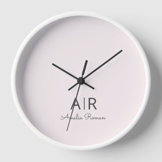 Personalisiert rosa Monogramm-Uhr Uhr (Vorderseite)