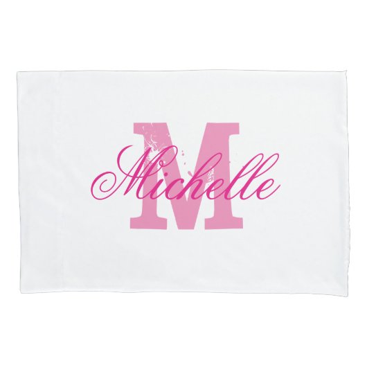 Personalisiert-rosa-Name-Monogramm-Pillowcase Kissenbezug (Vorderseite)