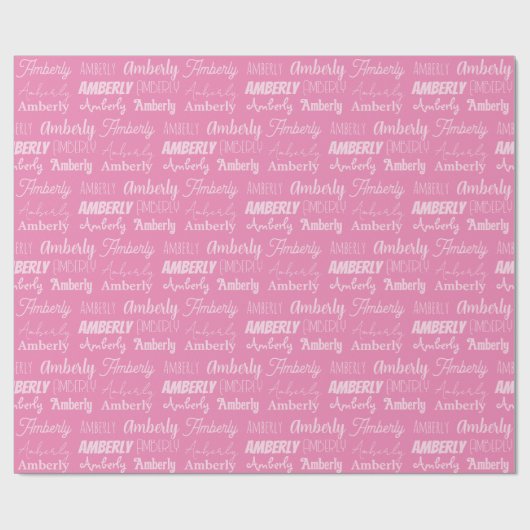 Personalisiert rosa Name Niedliche Schriftart Coll Geschenkpapier (Flach)