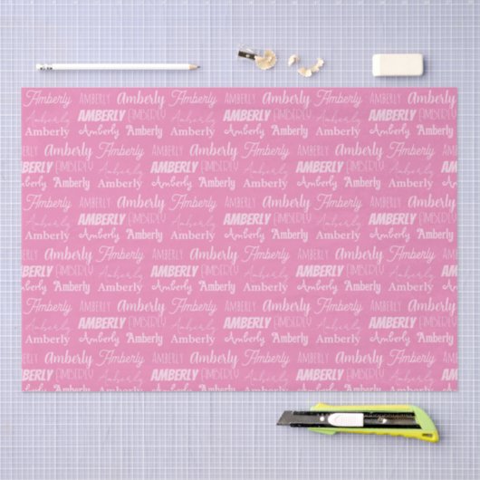 Personalisiert rosa Name Niedliche Schriftart Coll Seidenpapier (Handwerk)