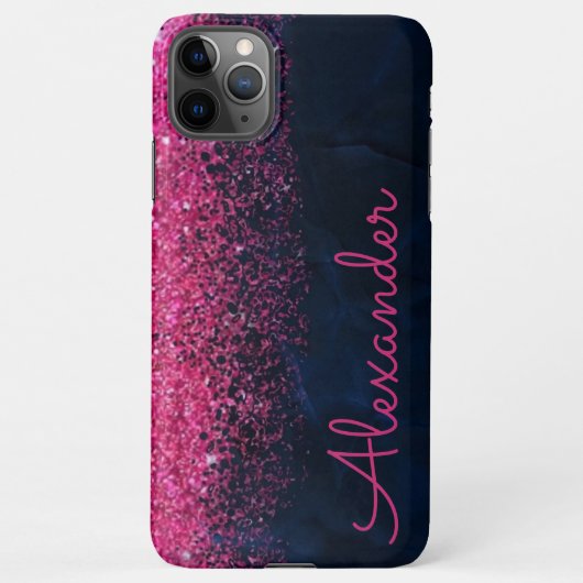 Personalisiert rosa Navy Glitzer Marble BUDGET Gir iPhone Hülle (Rückseite)