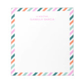 Personalisiert rosa Niedlich Stripter Notepad Notizblock (Vorderseite)