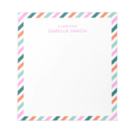 Personalisiert rosa Niedlich Stripter Notepad Notizblock