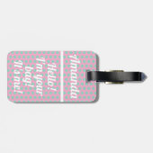 Personalisiert rosa Niedliche Girl Funny Funny Gep Gepäckanhänger (Rückseite horizontal)