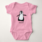 Personalisiert rosa niedliche Pinguin-Illustration Baby Strampler (Vorderseite)