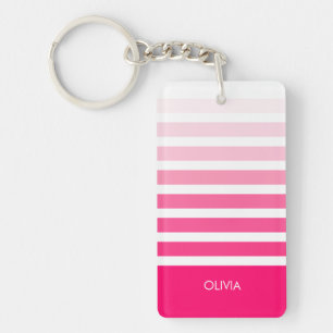 Personalisiert rosa Ombre Name Schlüsselanhänger