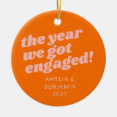 Personalisiert Rosa Orange Erste Weihnachtsnacht V Keramik Ornament (Vorne)