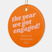 Personalisiert Rosa Orange Erste Weihnachtsnacht V Keramik Ornament (Links)