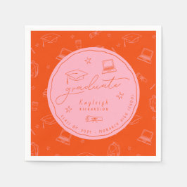 Personalisiert-Rosa-Orange-Graduiertenparty Napkin Serviette