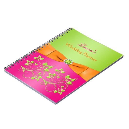 Personalisiert rosa orange Limones BlumenNotebook Notizblock (Linke Seite)