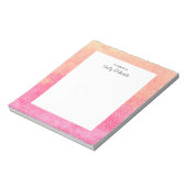 Personalisiert-rosa-orangefarbene Hintergrundfarbe Notizblock (Rotiert)