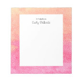 Personalisiert-rosa-orangefarbene Hintergrundfarbe Notizblock (Vorderseite)