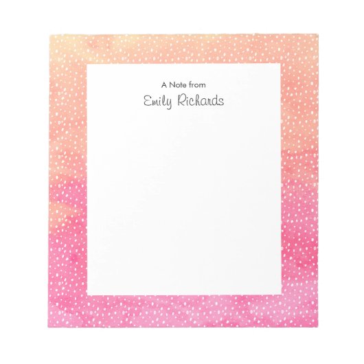 Personalisiert-rosa-orangefarbene Hintergrundfarbe Notizblock (Vorderseite)