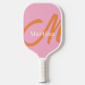 Personalisiert rosa Orangenmonogramm Pickleball Schläger (Vorderseite)