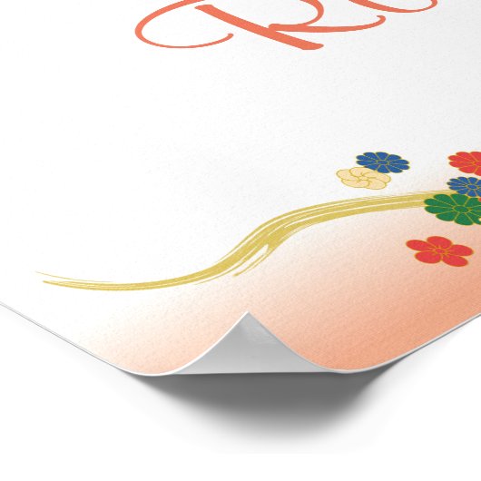 Personalisiert rosa Pfirsiche Poster (Ecke)