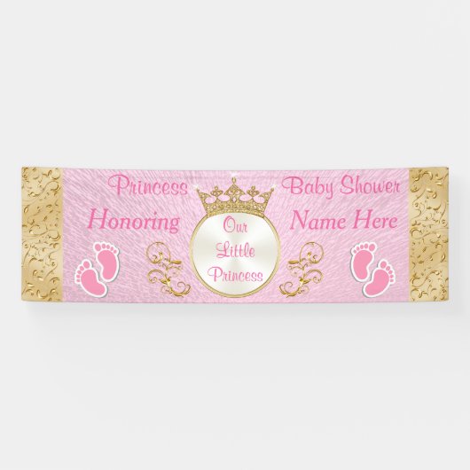 Personalisiert rosa Princess Baby Showbanner Banner (Horizontal)