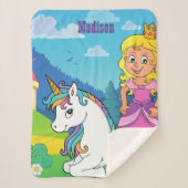 Personalisiert Rosa Prinzessin Unicorn Sherpa Blan Sherpadecke (Vorderseite)