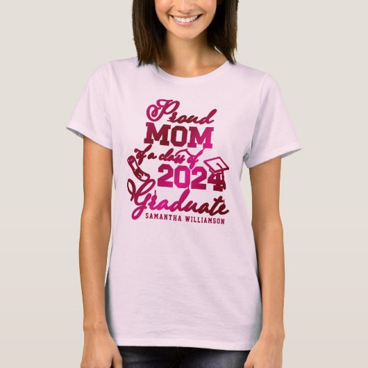 Personalisiert-rosa-Proud-Mama 2023 T-Shirt (Vorderseite)