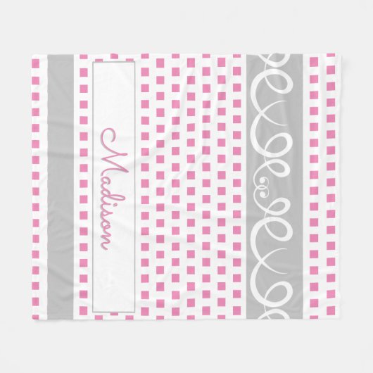 Personalisiert rosa Quadrate Fleece Blankon (Vorderseite (Horizontal))