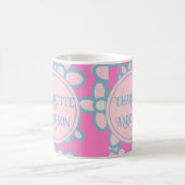 Personalisiert rosa Retro-Blume Kaffeetasse (Mittel)