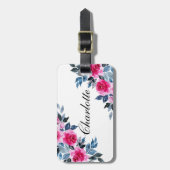 Personalisiert-Rosa-Rose Gepäckanhänger (Vorderseite vertikal)