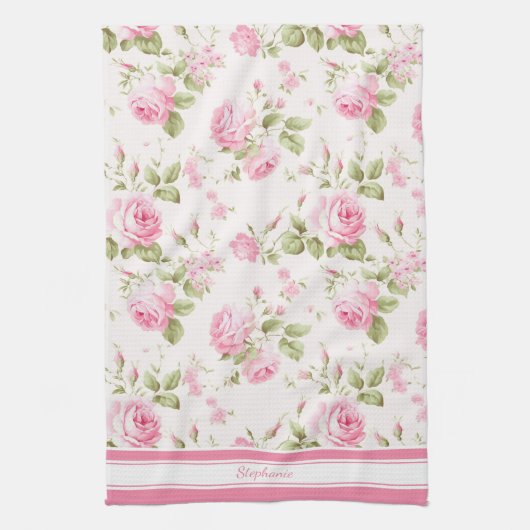 Personalisiert Rosa Rose Geschirrtuch (Vertikal)