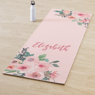 Personalisiert rosa Rose Yogamatte