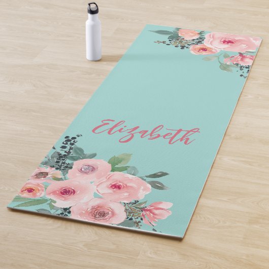 Personalisiert rosa Rose Yogamatte (Beispiel)