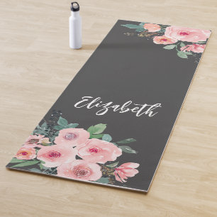 Personalisiert rosa Rose Yogamatte