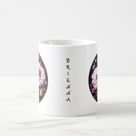 Personalisiert rosa Rosen Kaffeetasse (Mittel)