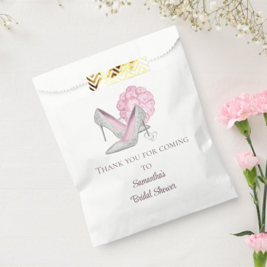 Personalisiert Rosa Rosen Silver Heelses Brautpart Geschenktütchen (Versiegelt)