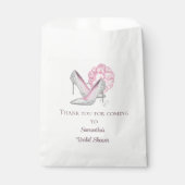 Personalisiert Rosa Rosen Silver Heelses Brautpart Geschenktütchen (Vorderseite)