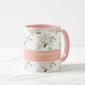 Personalisiert Rosa Rosengrün Elegant Florist Tasse (VorderseiteRechts)