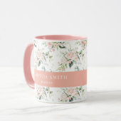 Personalisiert Rosa Rosengrün Elegant Florist Tasse (Vorderseite Links)