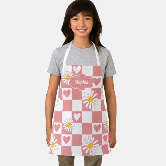 Personalisiert rosa Schachte Schürze (Insitu)