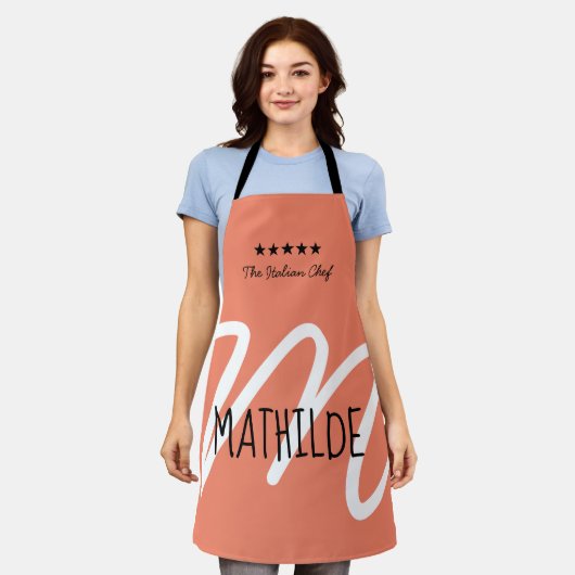 Personalisiert-rosa-Schwarz-Schriftzeichen Schürze (Getragen)