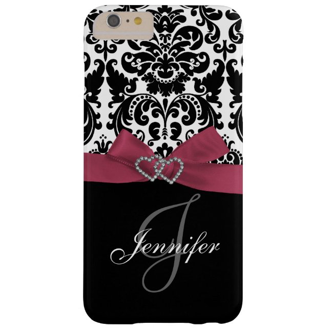 Personalisiert rosa, schwarz Verziertes Damaskusmu Case-Mate iPhone Hülle (Rückseite)