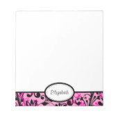 Personalisiert, rosa, schwarz, weiß, floraler Edit Notizblock (Vorderseite)