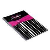 Personalisiert rosa Schwarz-weiß gestreiftes Noteb Notizblock (Rechte Seite)