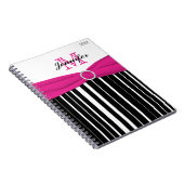 Personalisiert rosa Schwarz-weiß gestreiftes Noteb Notizblock (Rechte Seite)