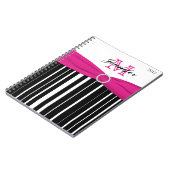Personalisiert rosa Schwarz-weiß gestreiftes Noteb Notizblock (Linke Seite)