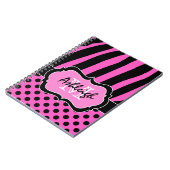 Personalisiert rosa, Schwarz-weiß gestrichene Polk Notizblock (Linke Seite)