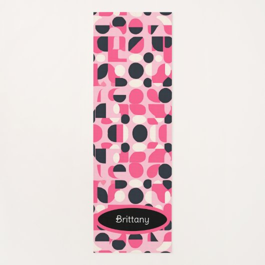 Personalisiert rosa Schwarz-Weiß-Modern-Yoga-Mat Yogamatte (Vorderseite)