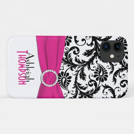 Personalisiert rosa, schwarz, weißer, blumengeschm Case-Mate iPhone hülle (Rückseite (Horizontal))